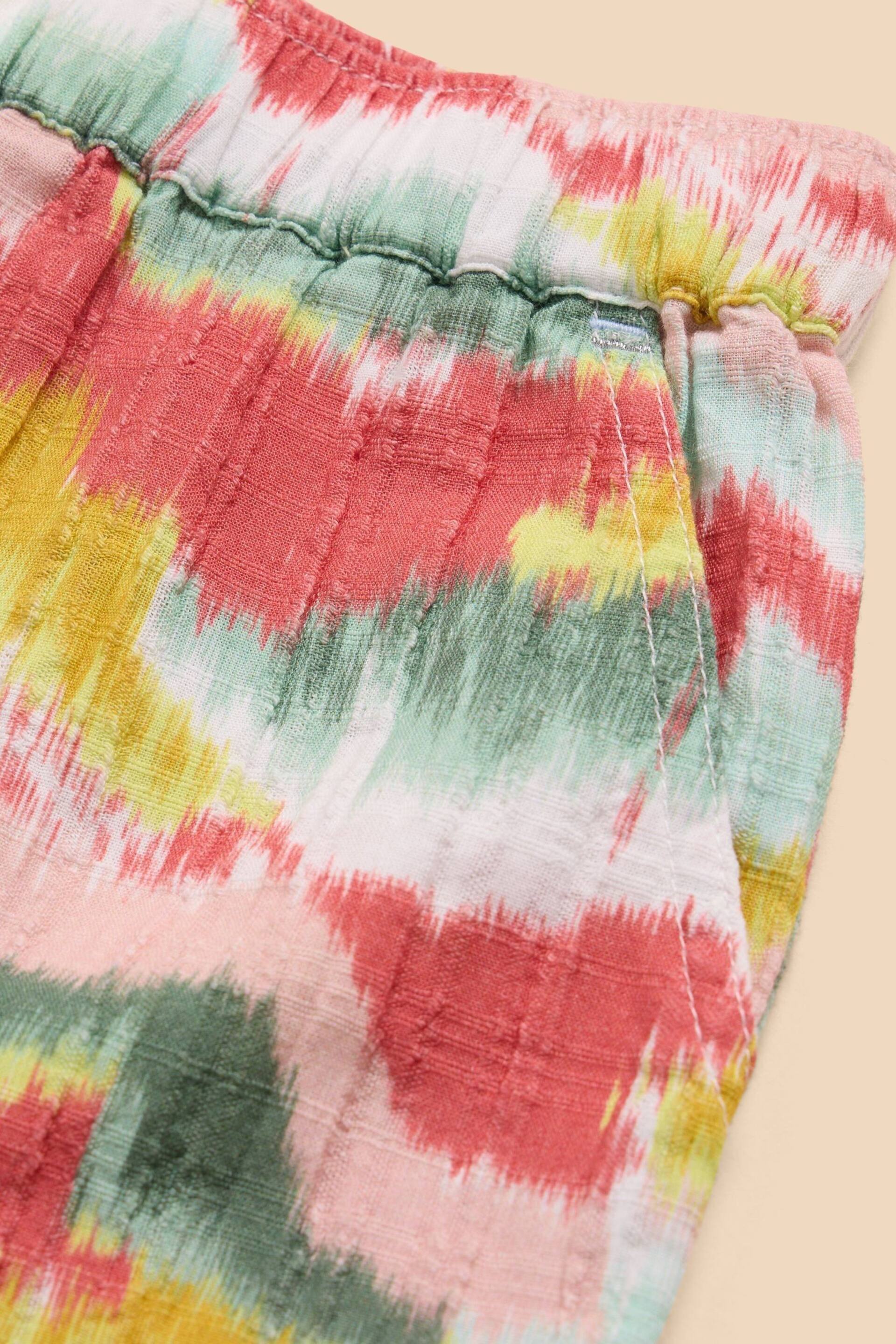 White Stuff Pink Tie Dye Printed Frill Shorts - Image 3 of 3