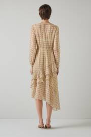 LK Bennett Mini Bea Check Silk Chiffon Ruffle Dress - Image 2 of 5