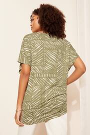 Friends Like These Green Palm Print Petite Short Sleeve V Neck Tunic Top - Image 4 of 4