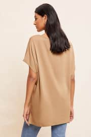 Friends Like These Brown Petite Soft Jersey Short Sleeve Slash Neck Tunic - Image 4 of 4