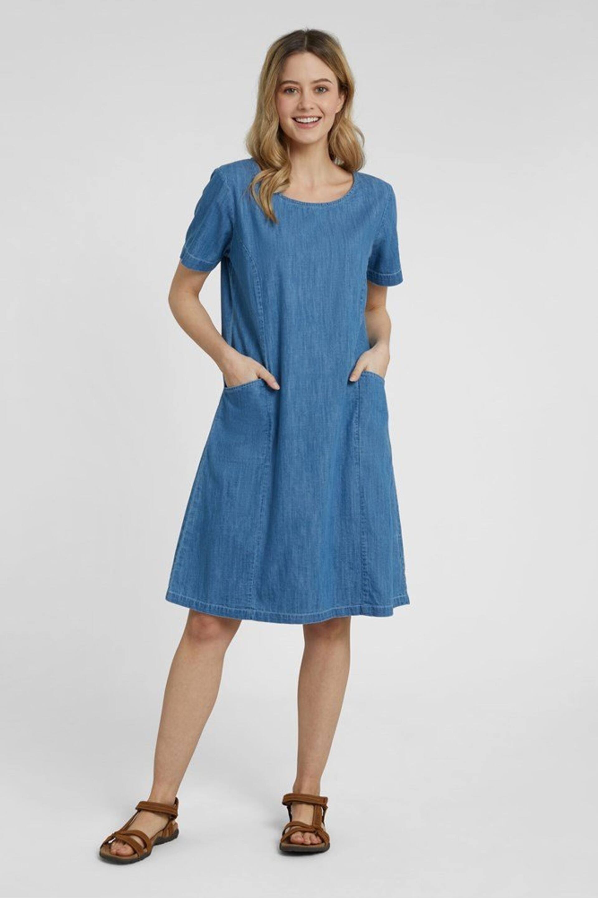 Mountain Warehouse Blue Flora Women UV Protect Cotton Denim Dress - Image 1 of 3