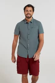 Mountain Warehouse Green Coconut Slub Texture 100% Cotton Mens Shirt g - Image 2 of 6