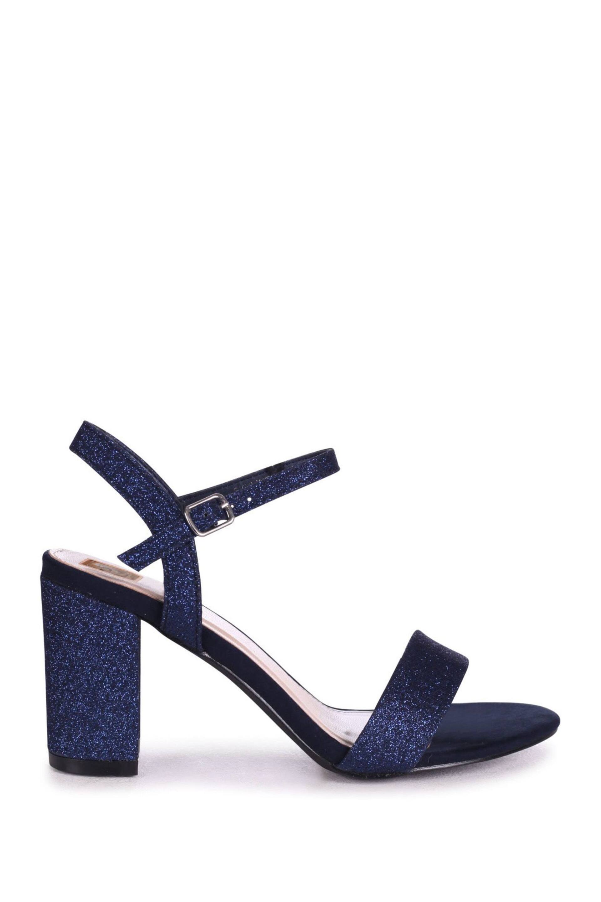 Linzi Navy Glitter Open Back Barely There Block Heeled Sandal - Image 2 of 4