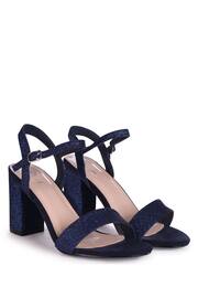 Linzi Navy Glitter Open Back Barely There Block Heeled Sandal - Image 3 of 4