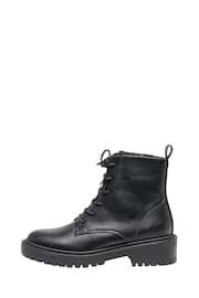 ONLY Black Faux Leather Lace Up Ankle Boot - Image 1 of 5