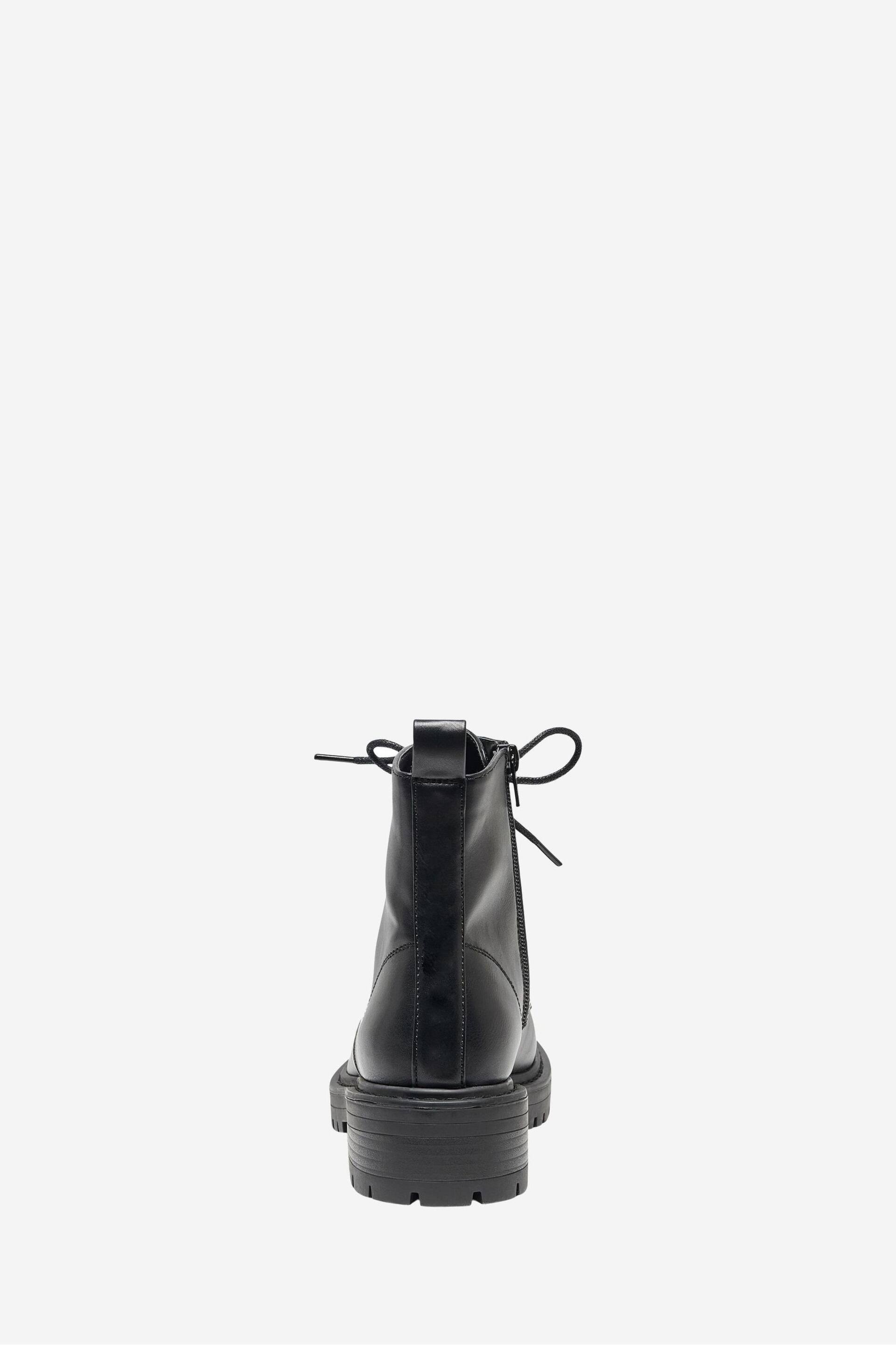 ONLY Black Faux Leather Lace Up Ankle Boot - Image 2 of 5