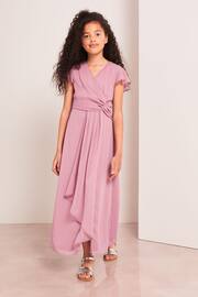 Lipsy Rose Pink Flutter Sleeve Occasion Maxi Dress - Teen - Image 1 of 4