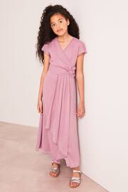 Lipsy Rose Pink Flutter Sleeve Occasion Maxi Dress - Teen - Image 2 of 4