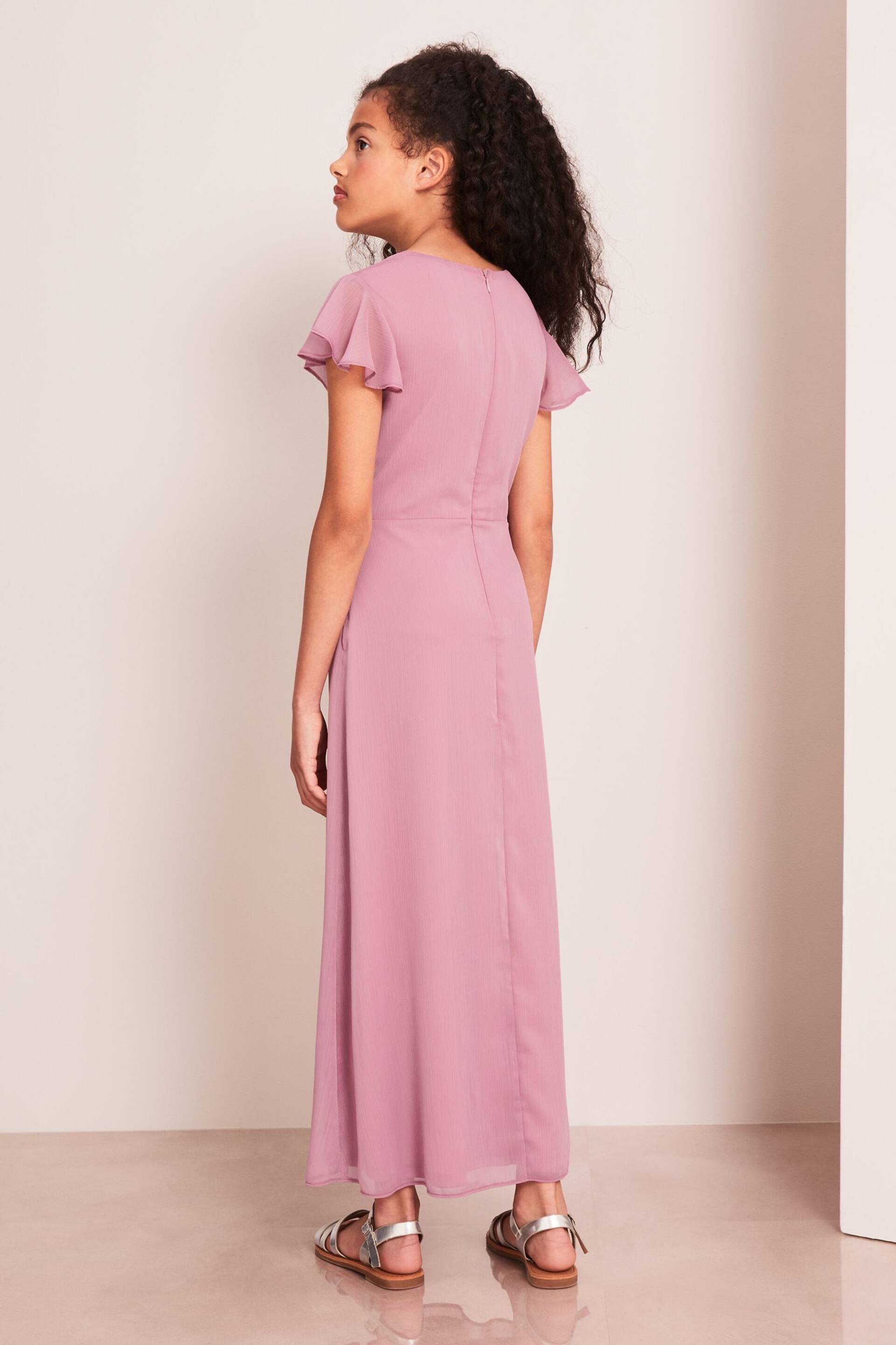 Lipsy Rose Pink Flutter Sleeve Occasion Maxi Dress - Teen - Image 3 of 4