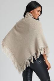 South Beach Nude Knitted Polar Neck Poncho - Image 2 of 5