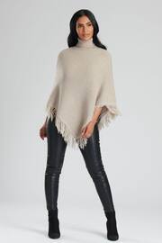 South Beach Nude Knitted Polar Neck Poncho - Image 3 of 5