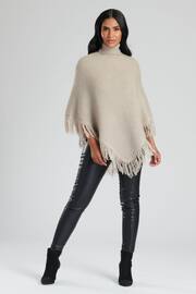 South Beach Nude Knitted Polar Neck Poncho - Image 4 of 5