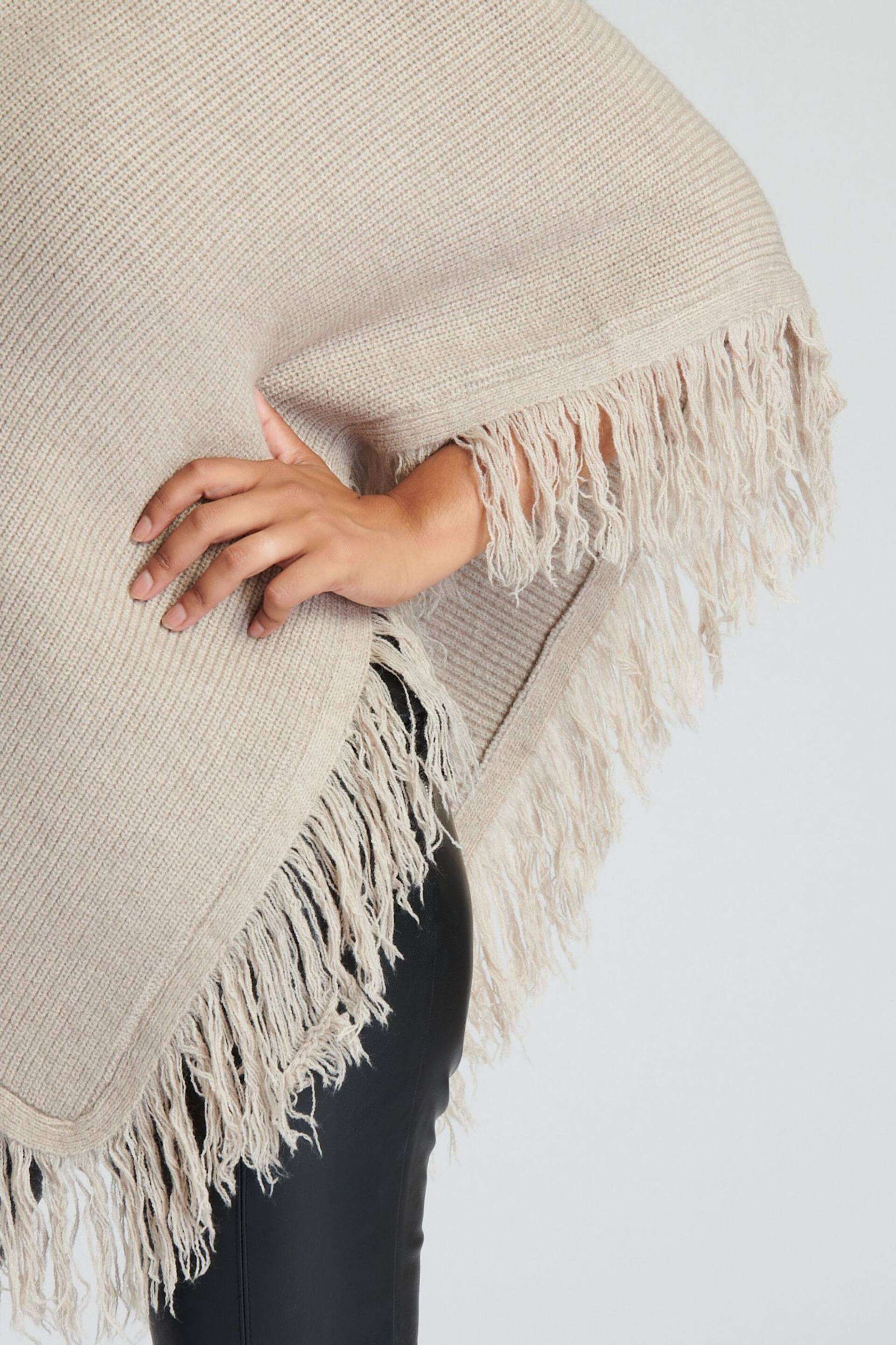 South Beach Nude Knitted Polar Neck Poncho - Image 5 of 5