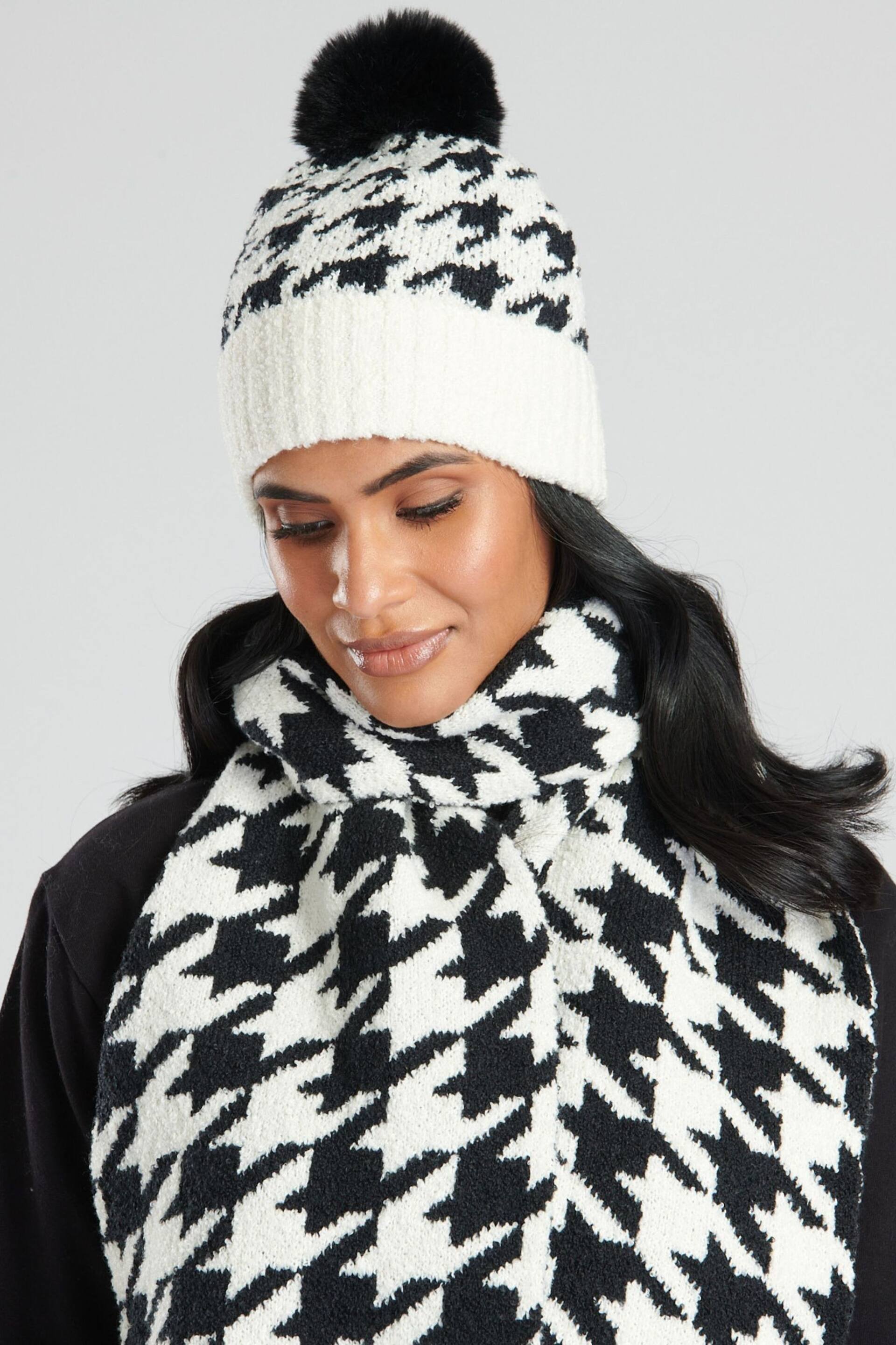 South Beach Black Knitted Scarf And Hat Set - Image 3 of 3