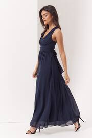 Vila Navy Sleeveless V Neck Tulle Maxi Dress - Image 4 of 5