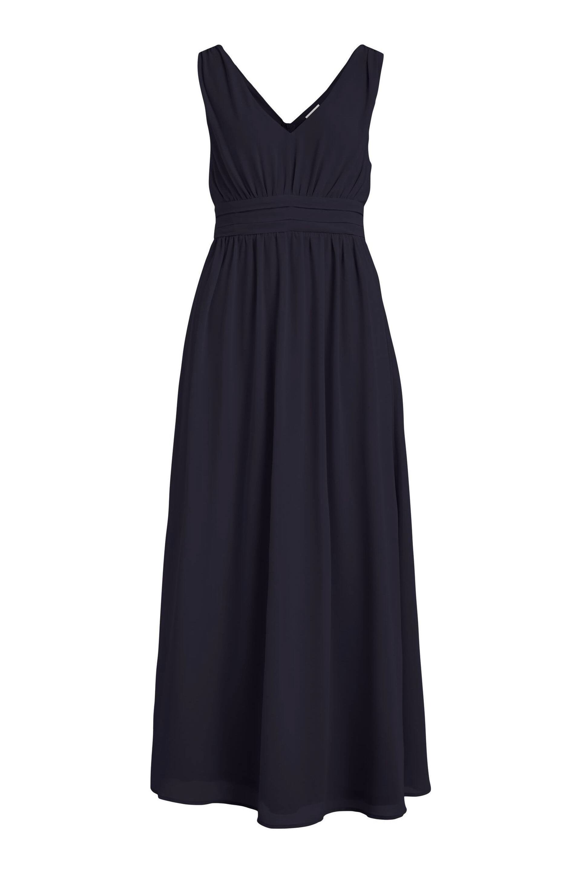 Vila Navy Sleeveless V Neck Tulle Maxi Dress - Image 5 of 5