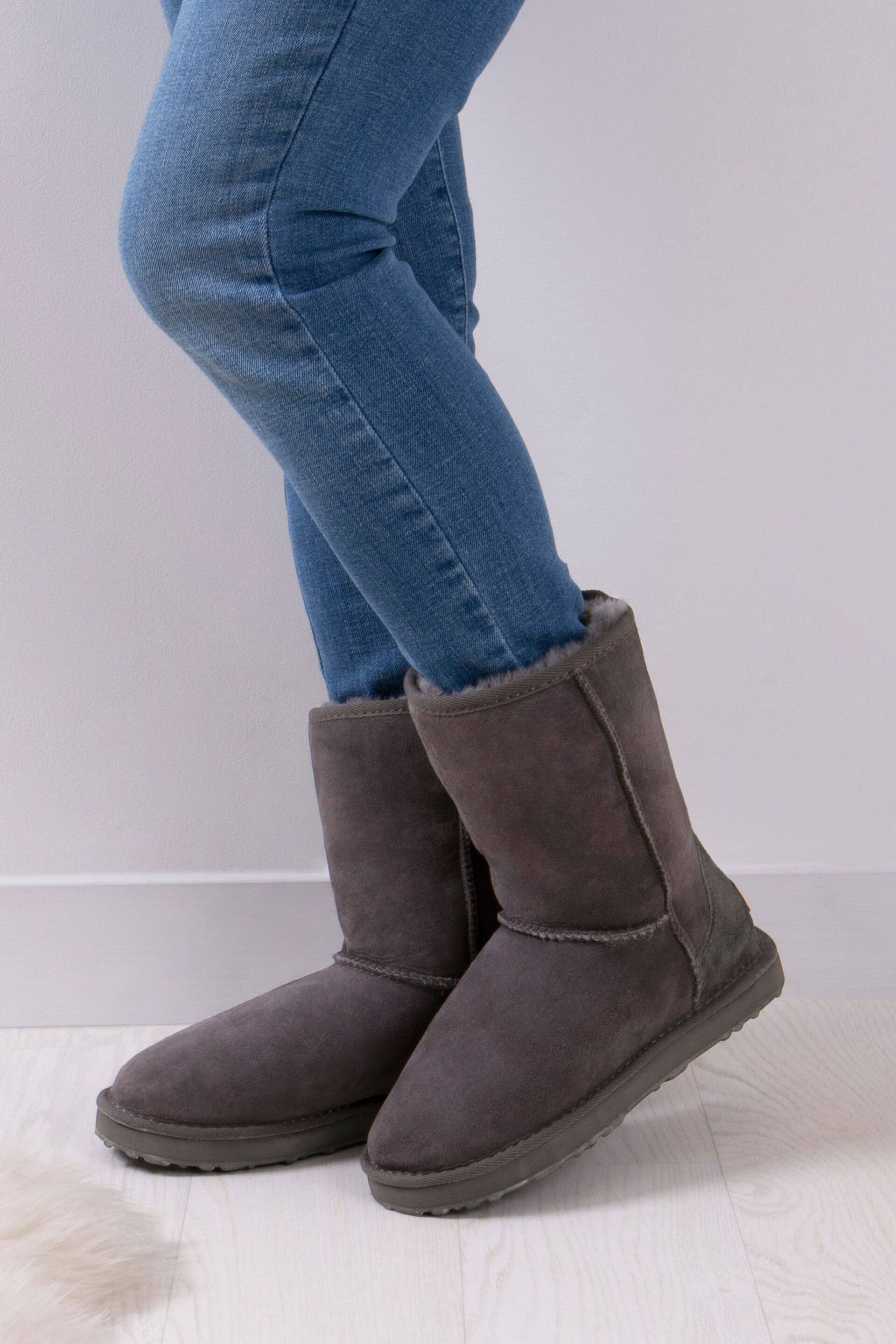 Just Sheepskin Grey Ladies Short Classic Sheepskin Boots - Image 1 of 5