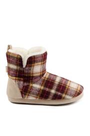 Totes Red Christmas Ladies Tartan Boot Slippers - Image 3 of 5