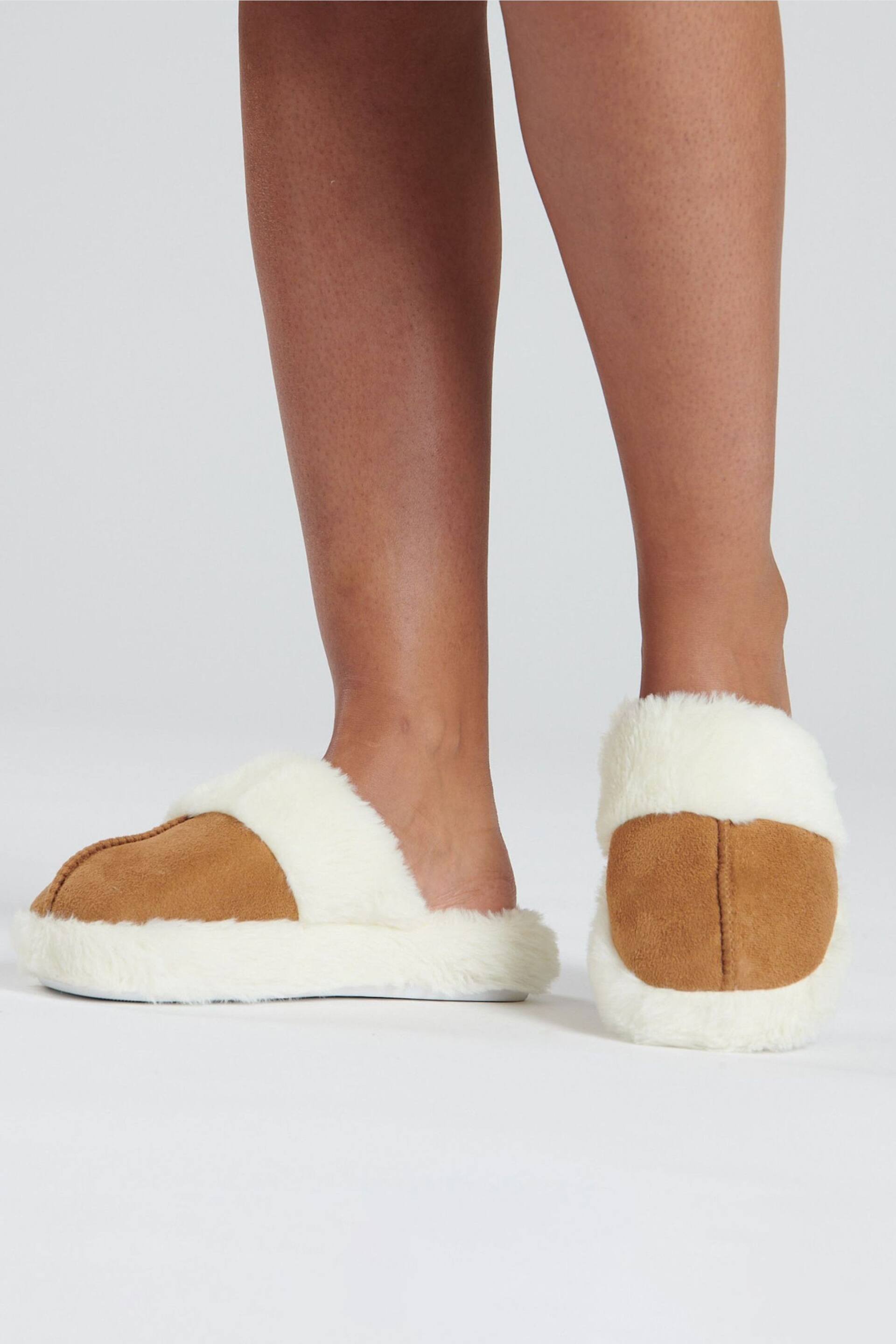 Loungeable Brown Fluffy Slippers - Image 1 of 4