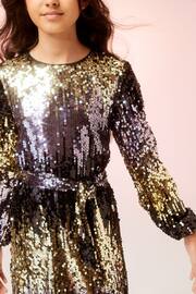 Lipsy Gold Sequin Party Shift Dress - Image 4 of 4