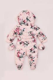 Lipsy Pink Floral Fleece Lined Baby Snowsuit - Image 5 of 5