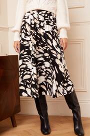 Love & Roses Black/White Animal Pleated Midi Skirt - Image 1 of 4