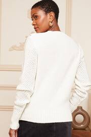 Love & Roses Ivory White Cable Knit Scallop Ruffle Jumper - Image 3 of 4