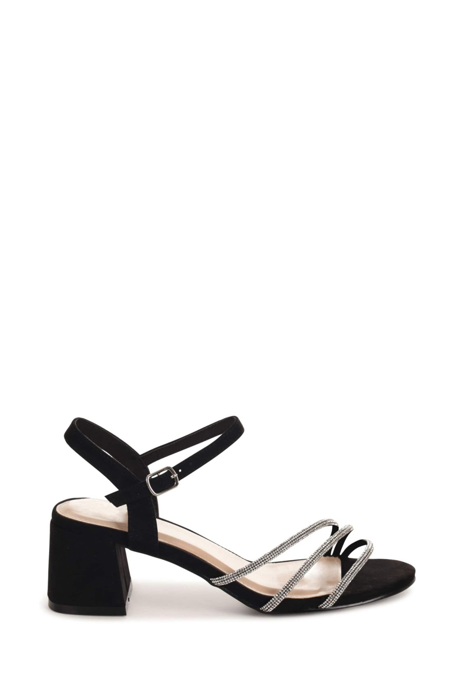 Linzi Black Carnation Low Block Heeled Sandal With Diamante Front Straps - Image 2 of 4