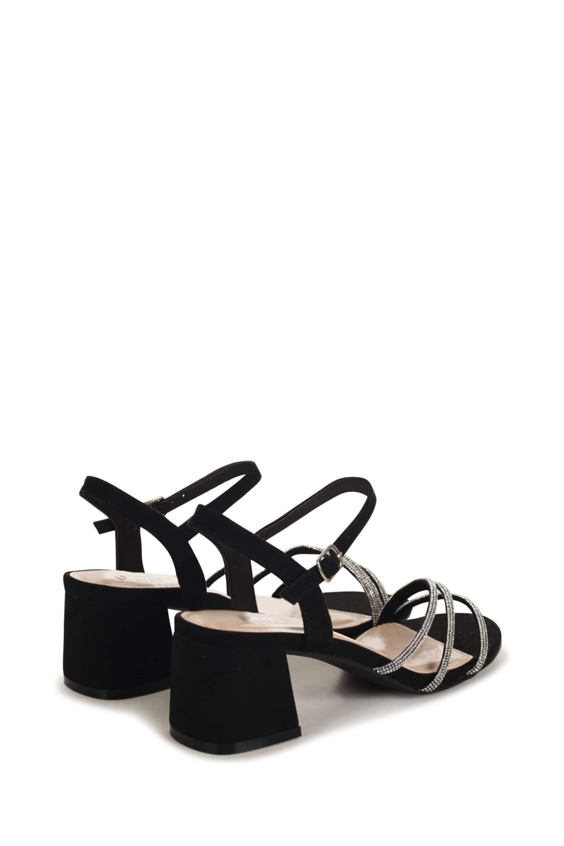 Linzi Black Carnation Low Block Heeled Sandal With Diamante Front Straps - Image 4 of 4