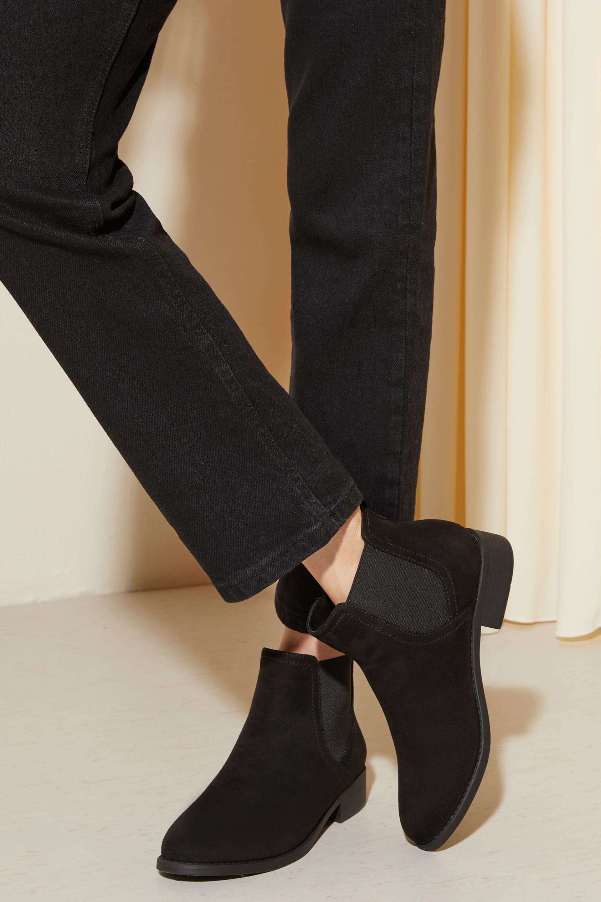 Friends Like These Black Faux Suede Regular Fit Flat Ankle Chelsea Boot - Image 1 of 4