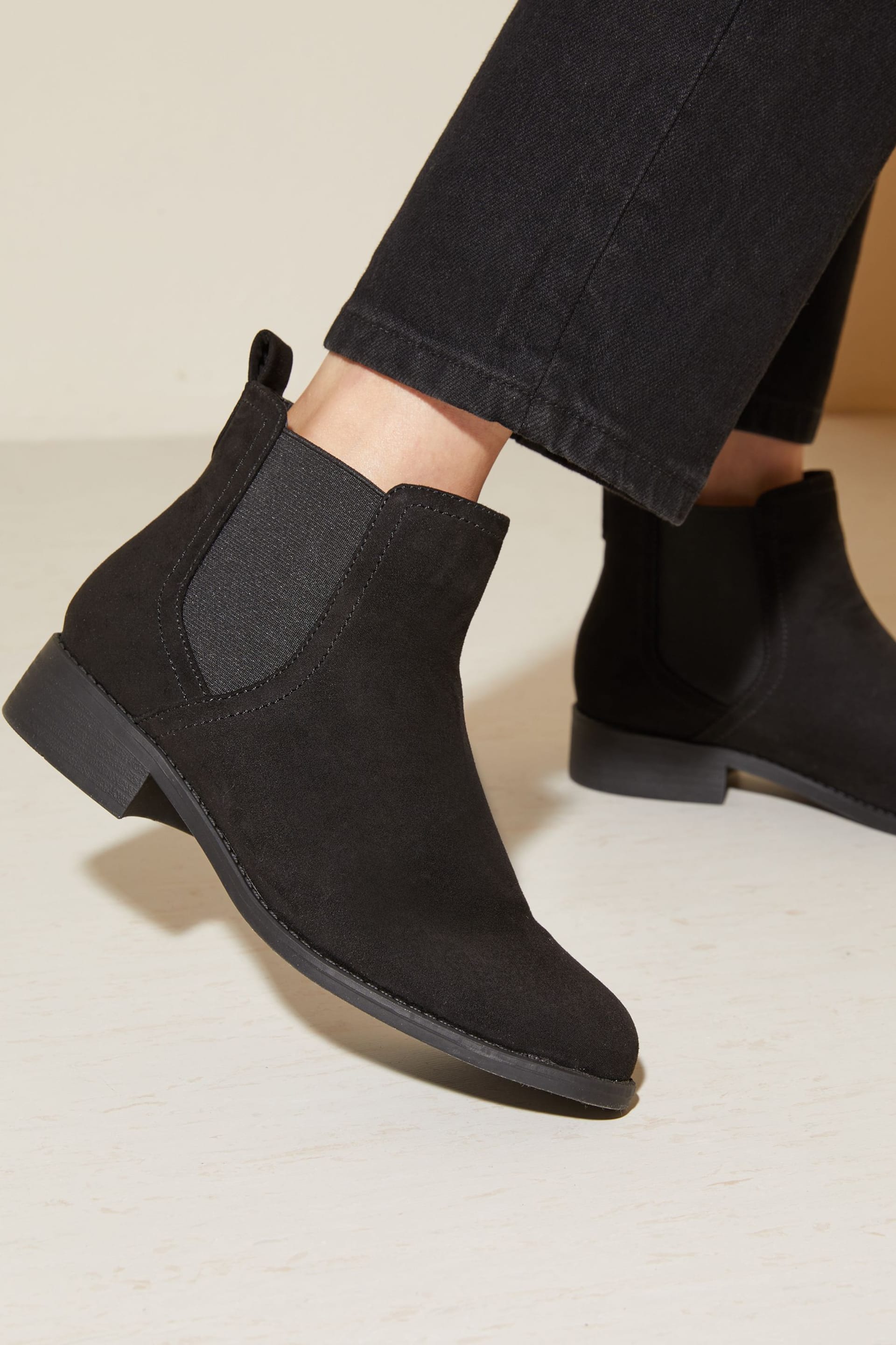 Friends Like These Black Faux Suede Regular Fit Flat Ankle Chelsea Boot - Image 3 of 4
