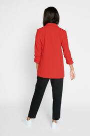 Pieces Red Relaxed Ruched Sleeve Workwear Blazer - Image 2 of 5