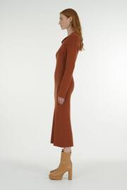 leem Red Off-Shoulder Knitted Midi Dress - Image 3 of 6