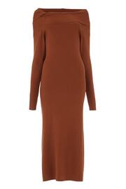 leem Red Off-Shoulder Knitted Midi Dress - Image 6 of 6