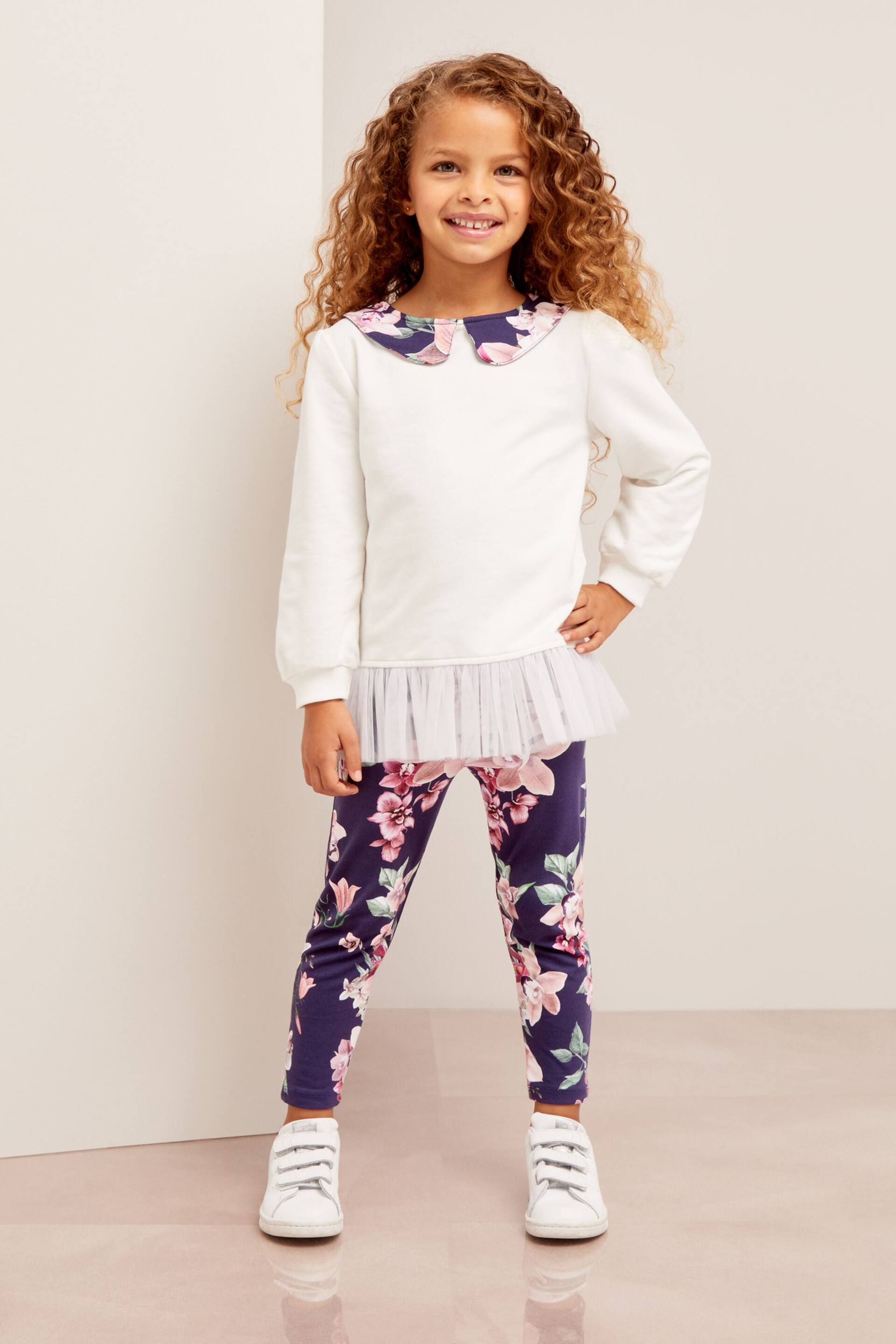 Lipsy White Mini Mesh Hem Sweat And Legging Set - Image 1 of 4