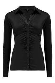 Pour Moi Black Brooke Shine Ruched Front Stretch Shirt - Image 4 of 5