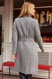 Friends Like These Black/White Funnel Neck Wrap Belted Trench Coat - Image 3 of 4