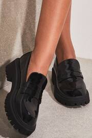 Lipsy Black Patent Chunky Heel Loafer - Image 3 of 4