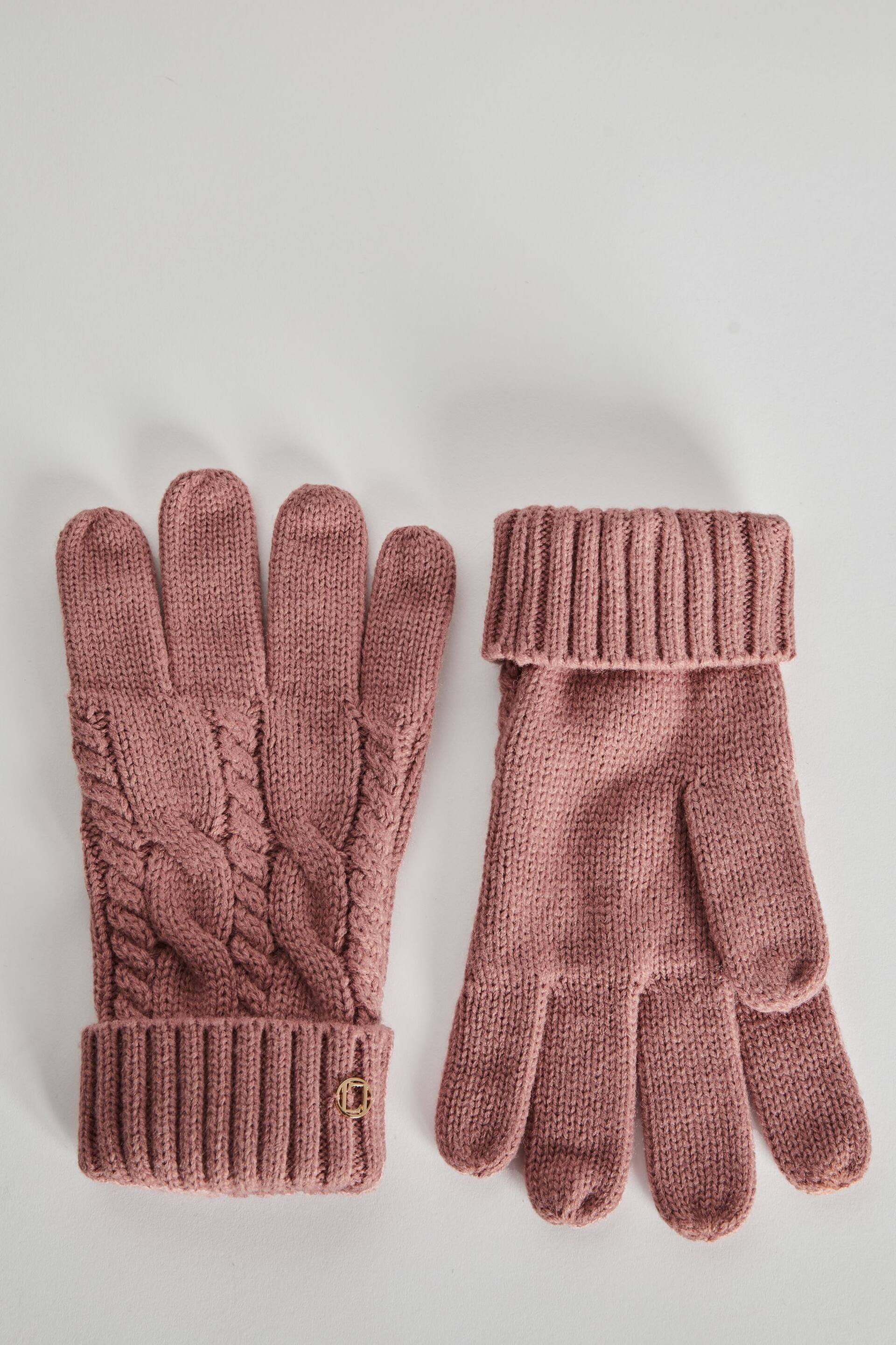 Lipsy Pink Cosy Cable Gloves - Image 1 of 2