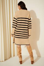 Friends Like These Camel stripe Striped Knitted Long Sleeve Jumper Dress - Image 4 of 4