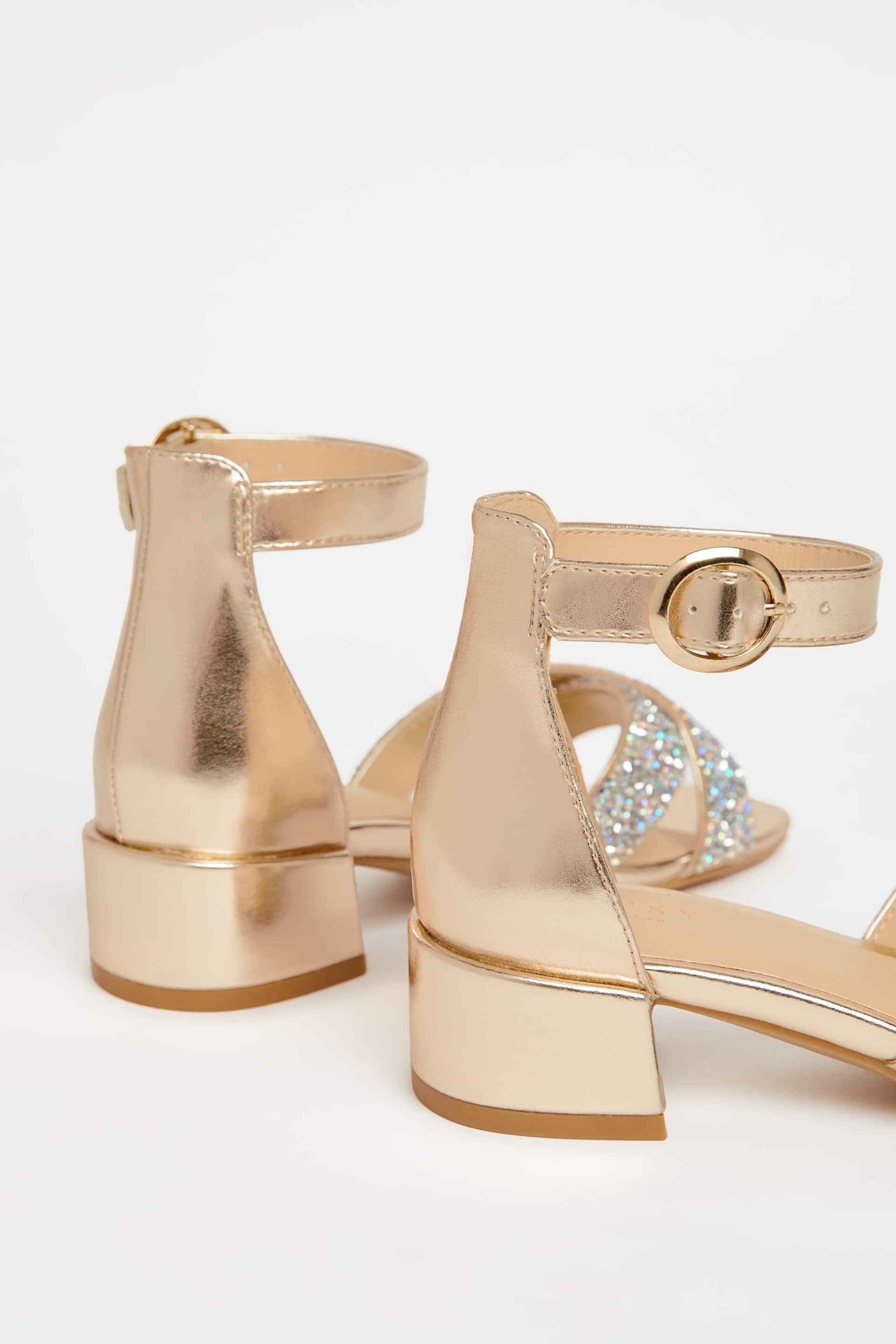 Lipsy Gold Low Block Heel Occasion Sandal - Image 3 of 4