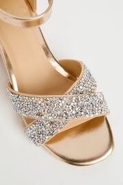 Lipsy Gold Low Block Heel Occasion Sandal - Image 4 of 4