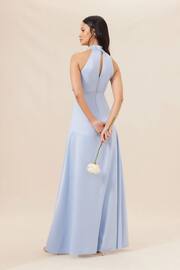 Lipsy Blue Halter Neck Empire Bridesmaid Satin Maxi Dress - Image 2 of 4