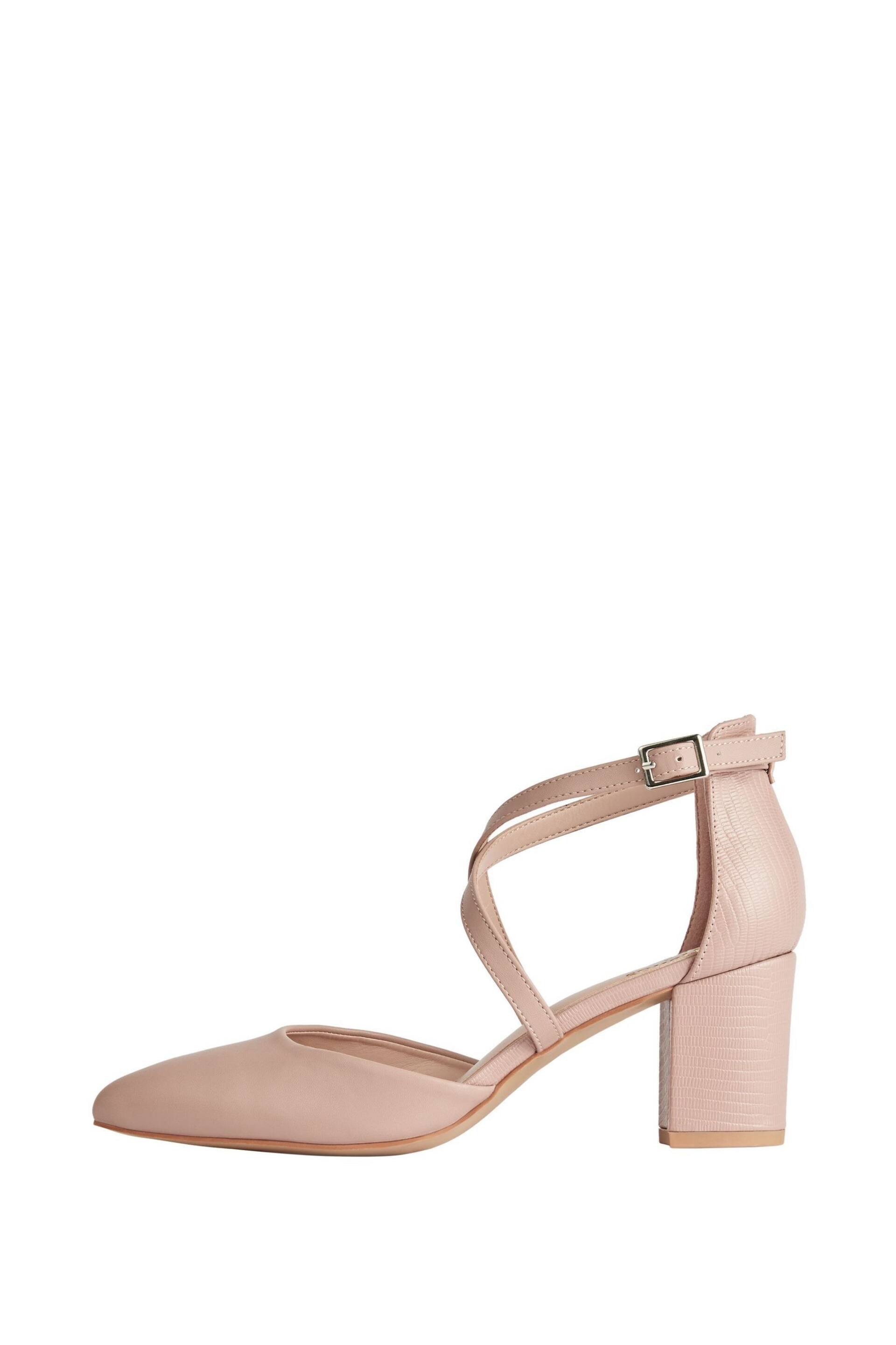 Friends Like These Nude Pink Regular Fit Cross Over Mid Court Block Heel Shoes - Image 1 of 4