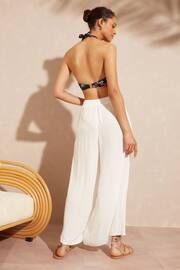 Love & Roses White Split Detail Beach Tie Front Trousers - Image 2 of 4
