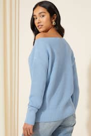 Friends Like These Pale Blue Off The Shoulder Jumper - Image 4 of 4