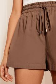 Friends Like These Taupe Brown Linen Look Drawstring Linen Look Shorts - Image 2 of 4