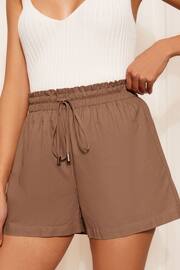 Friends Like These Taupe Brown Linen Look Drawstring Linen Look Shorts - Image 3 of 4