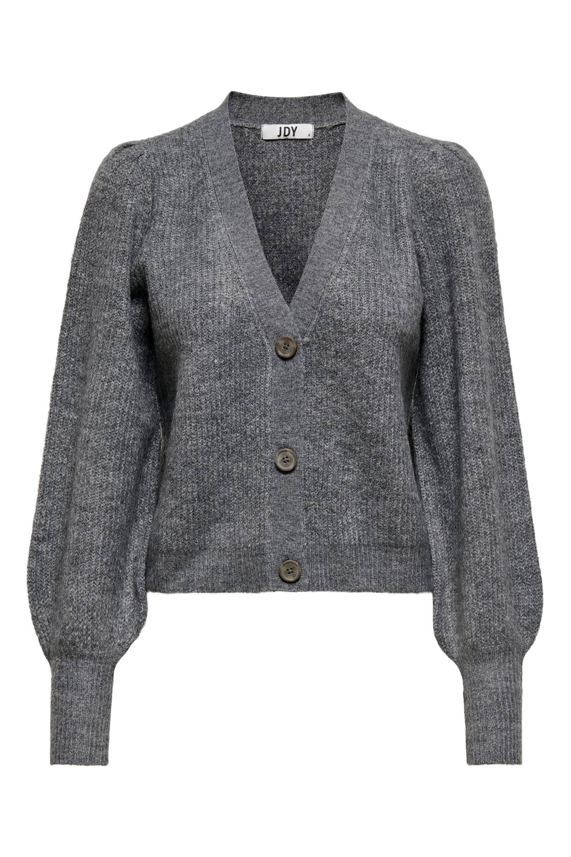 JDY Grey Soft Touch Puff Sleeve Cardigan Jumper - Image 5 of 5
