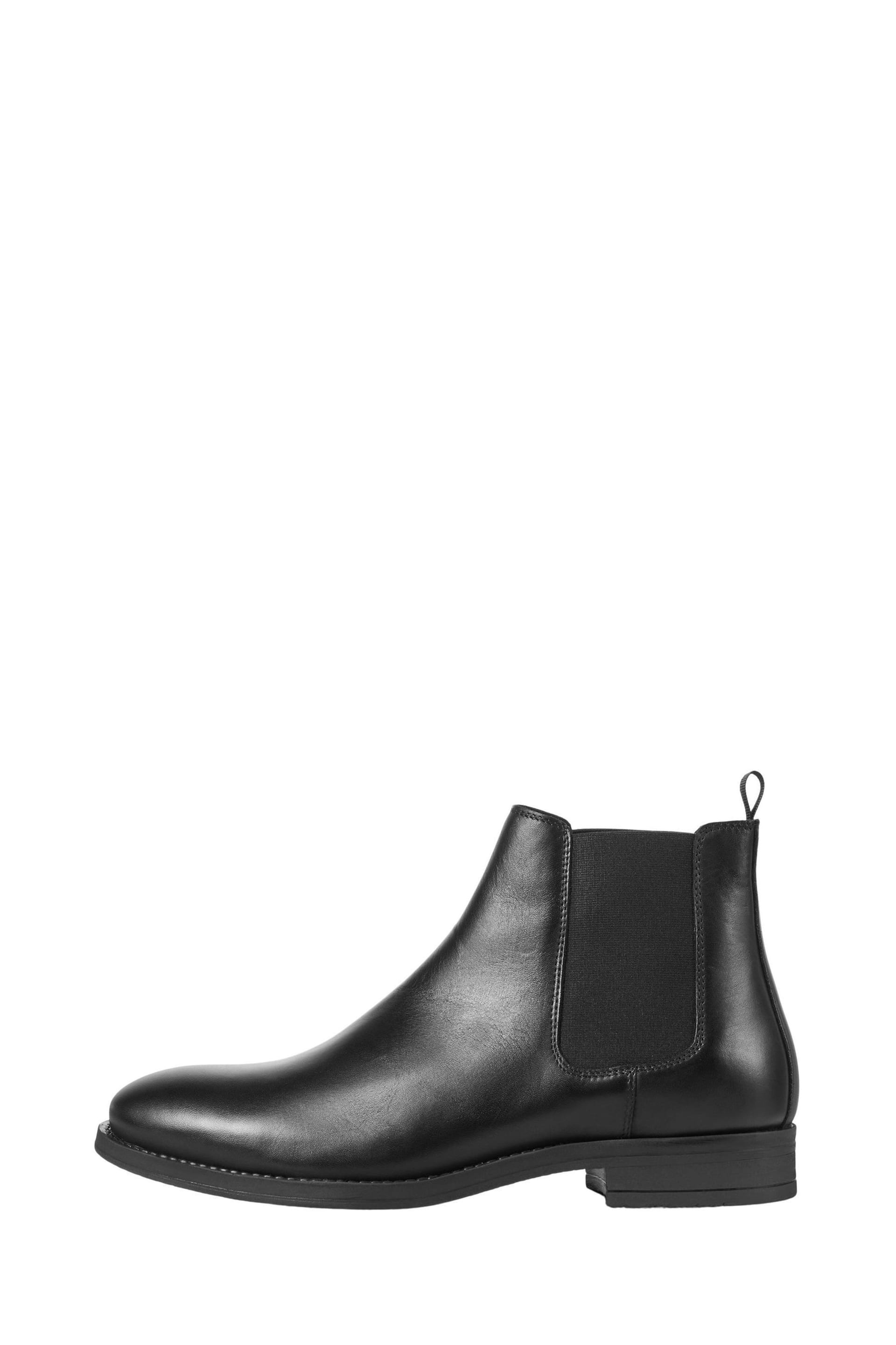 JACK & JONES Black Leather Chelsea Boot - Image 2 of 7